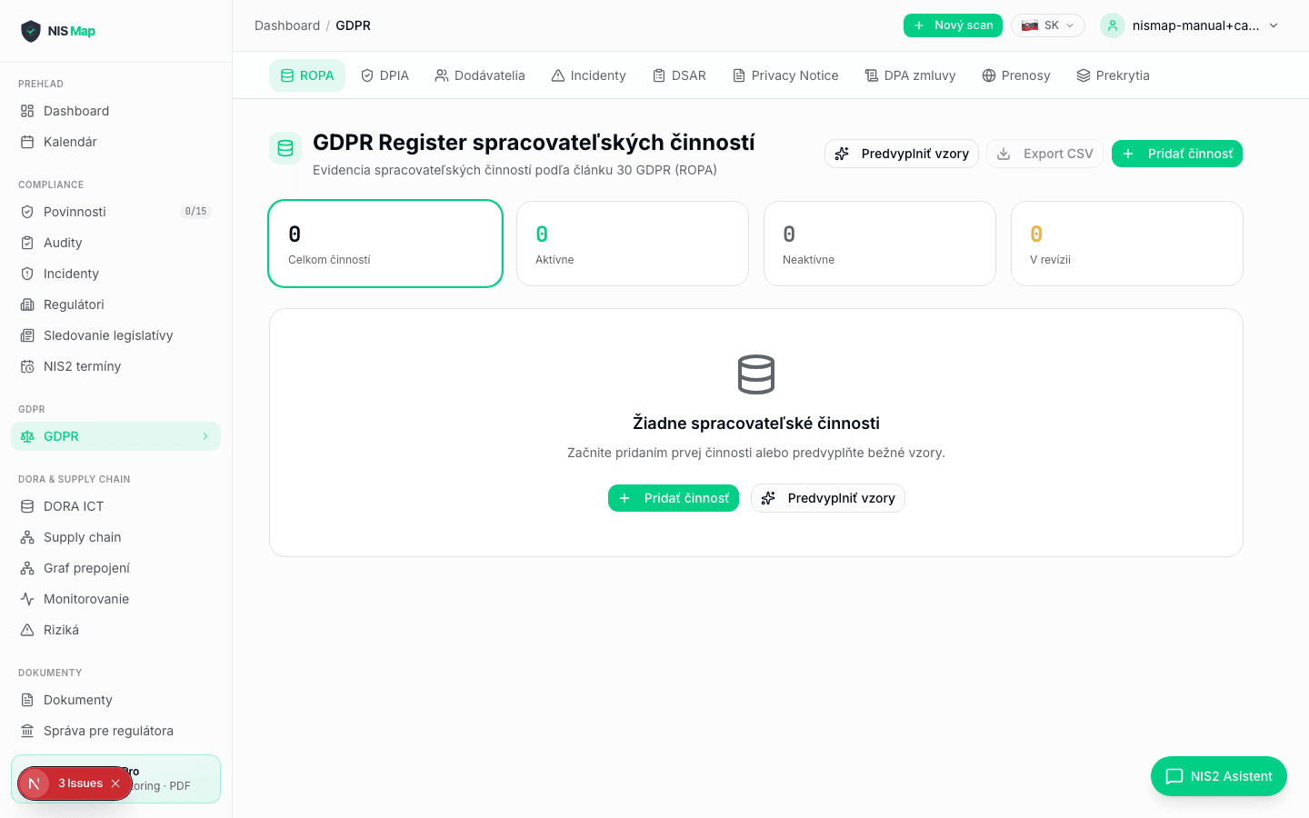 GDPR modul — ROPA, DPIA, DSAR a přenosy